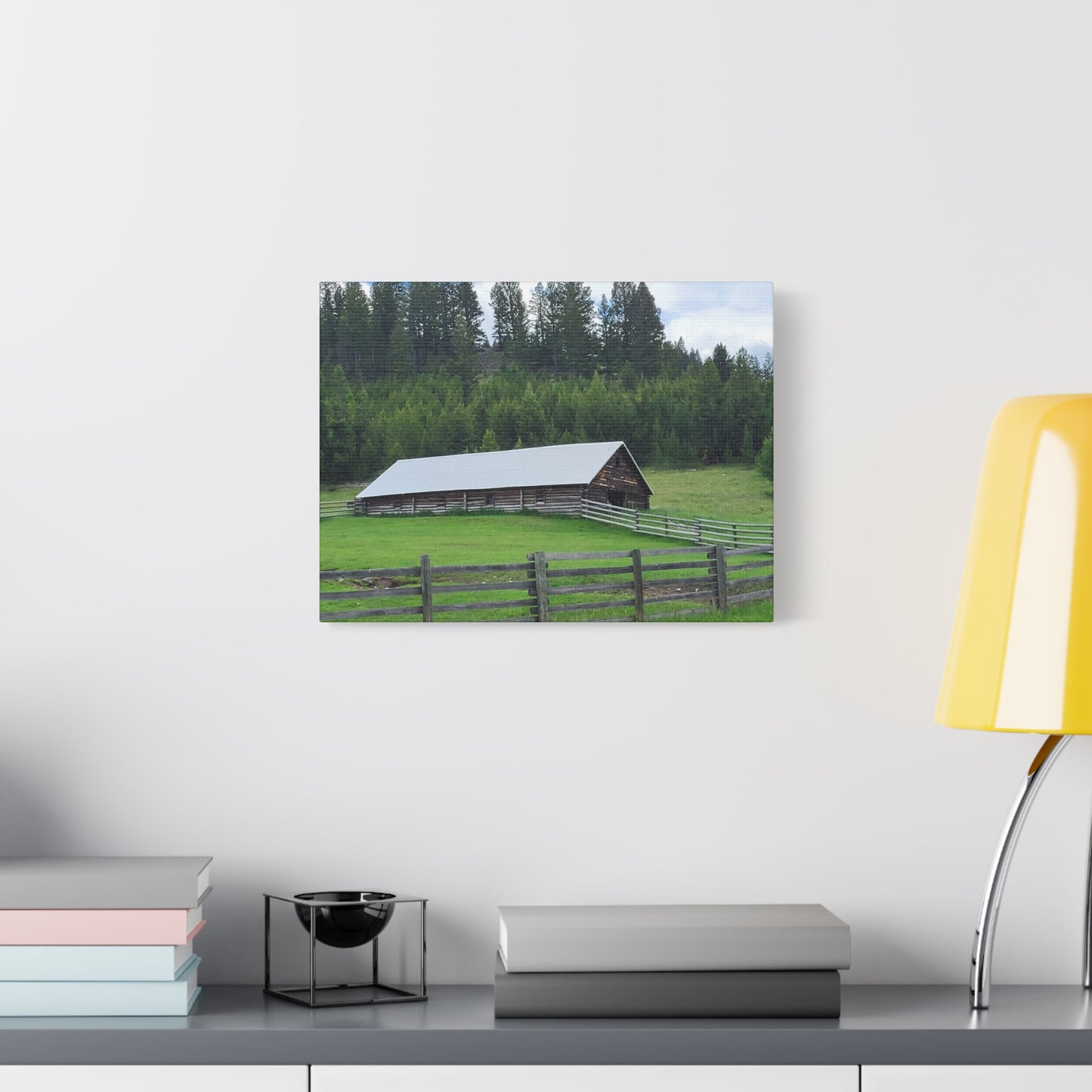 Rustic Montana Farmhouse Canvas Print, Country Home Decor, Landscape Wall Art, Nature Photography, Farmhouse Aesthetic