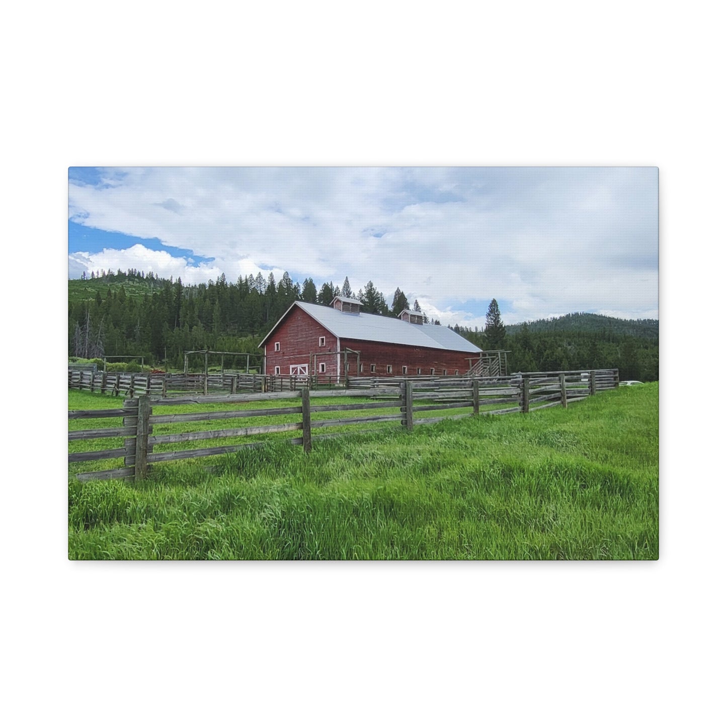 Rustic Montana Barn Canvas Print, Wall Art, Red Barn Decor, Country Home Wall Decor, Farmhouse Wall Art, Nature Print