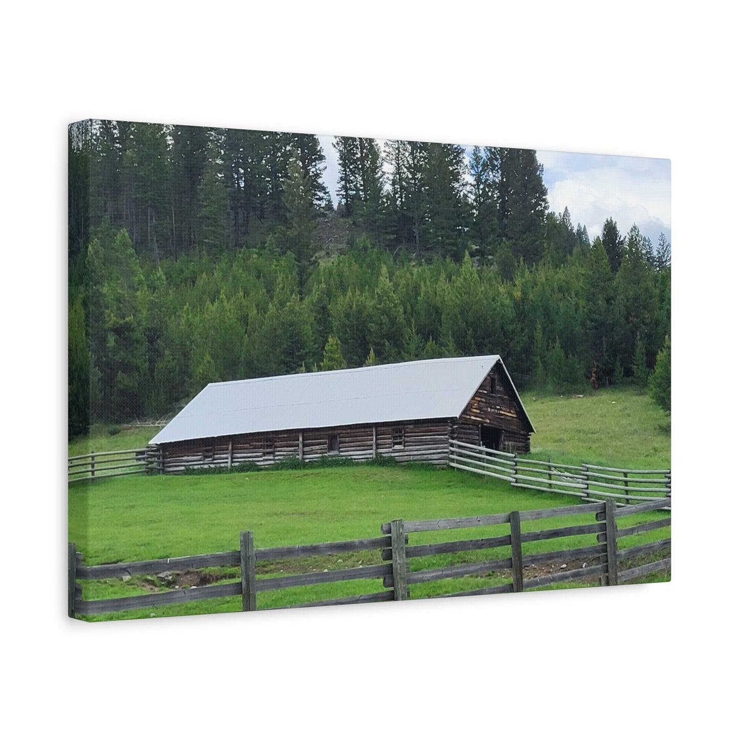 Rustic Montana Farmhouse Canvas Print, Country Home Decor, Landscape Wall Art, Nature Photography, Farmhouse Aesthetic