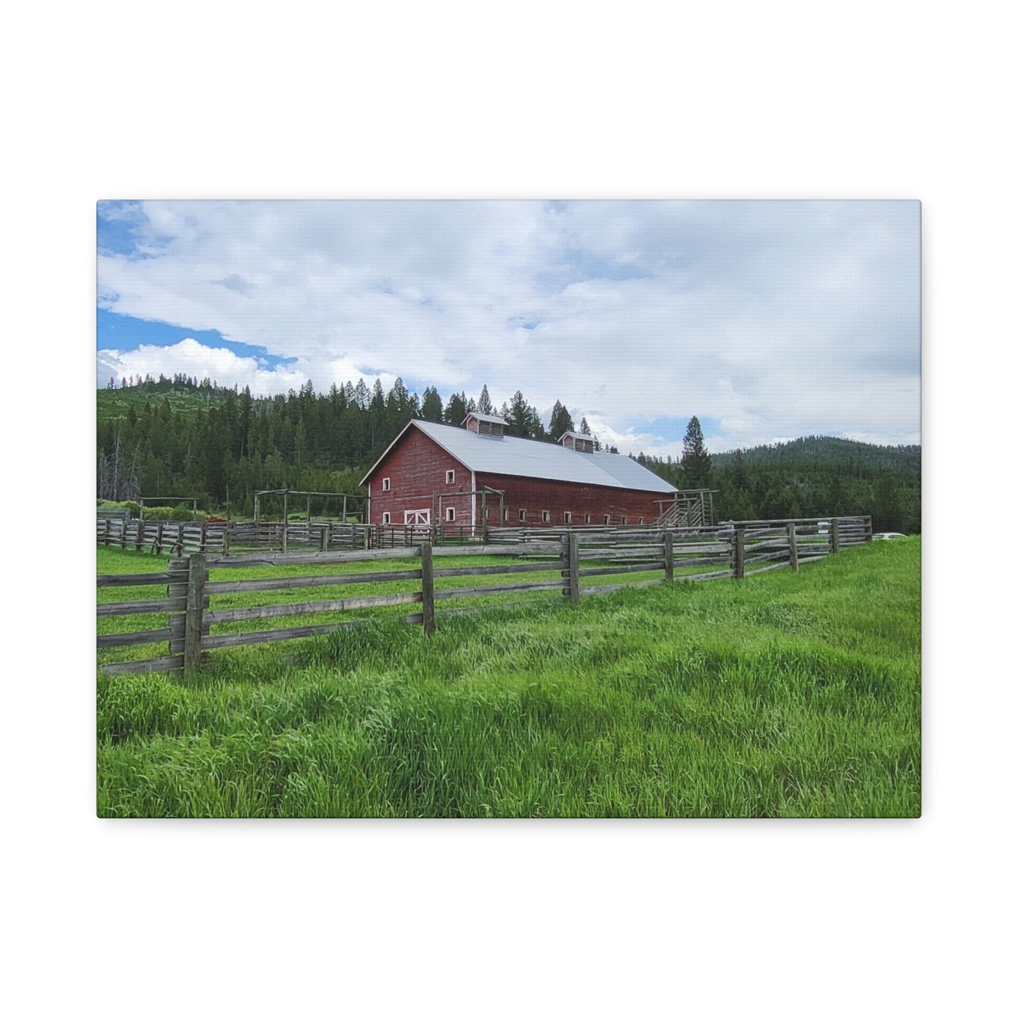 Rustic Montana Barn Canvas Print, Wall Art, Red Barn Decor, Country Home Wall Decor, Farmhouse Wall Art, Nature Print
