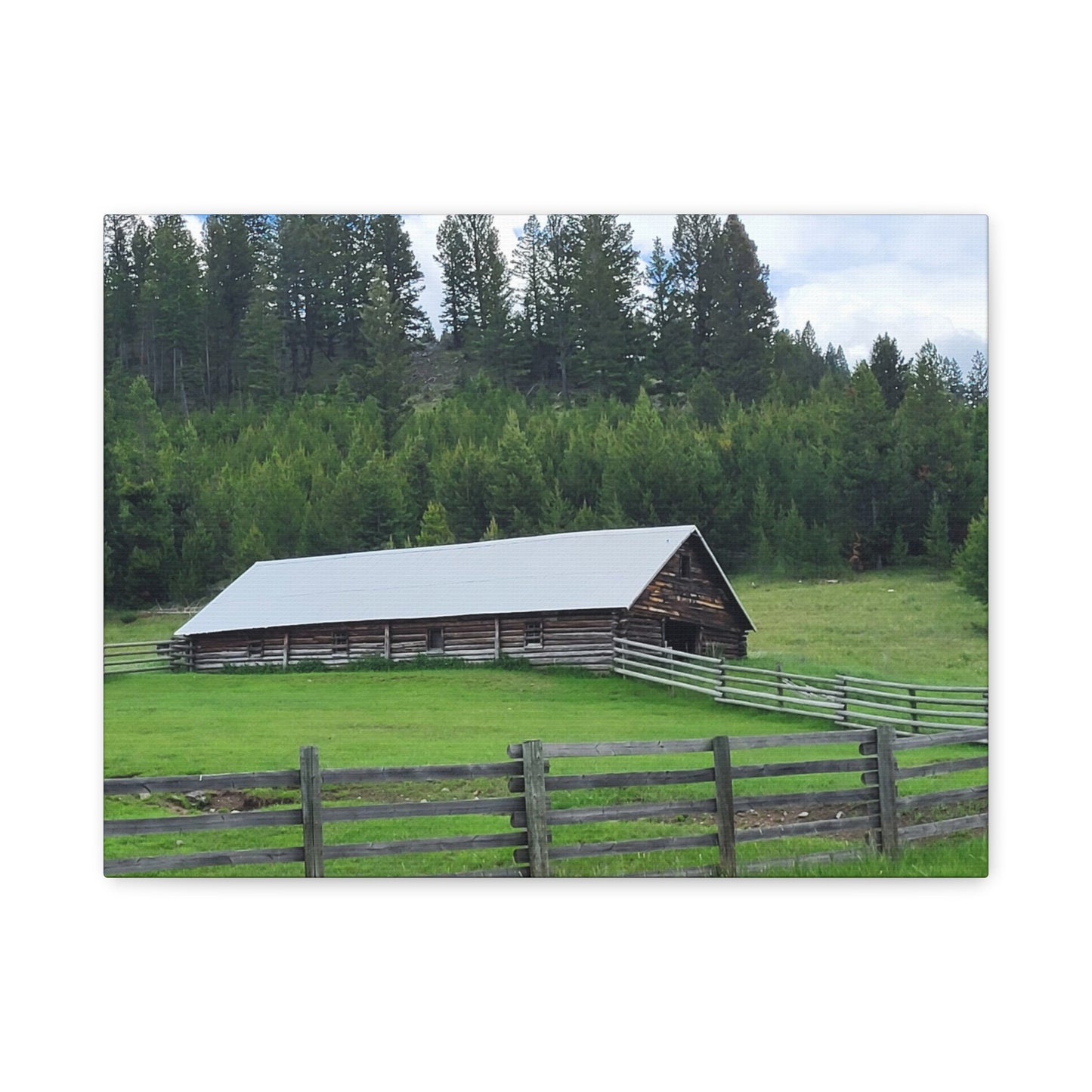 Rustic Montana Farmhouse Canvas Print, Country Home Decor, Landscape Wall Art, Nature Photography, Farmhouse Aesthetic