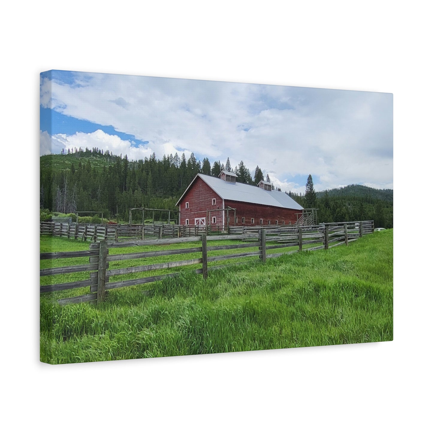 Rustic Montana Barn Canvas Print, Wall Art, Red Barn Decor, Country Home Wall Decor, Farmhouse Wall Art, Nature Print