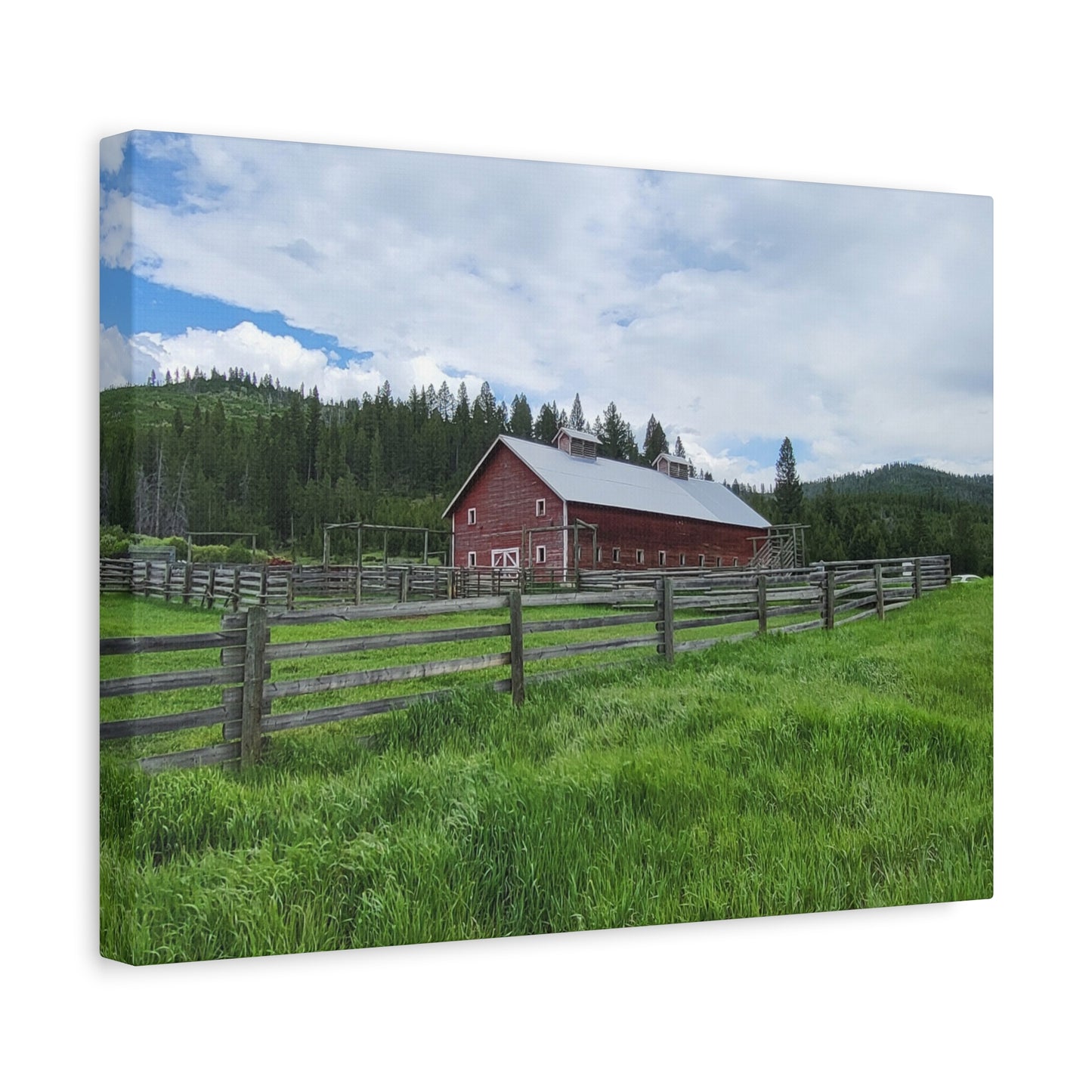 Rustic Montana Barn Canvas Print, Wall Art, Red Barn Decor, Country Home Wall Decor, Farmhouse Wall Art, Nature Print