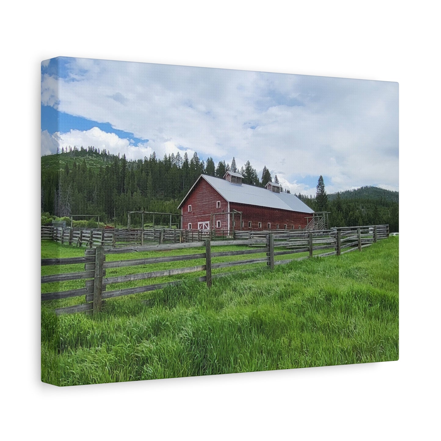 Rustic Montana Barn Canvas Print, Wall Art, Red Barn Decor, Country Home Wall Decor, Farmhouse Wall Art, Nature Print