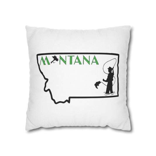 Montana Fishing/Floral Reversible Pillowcase, Floral Decor, Gift for Fisherman, Rustic Home Decor, Nature Lover Decor