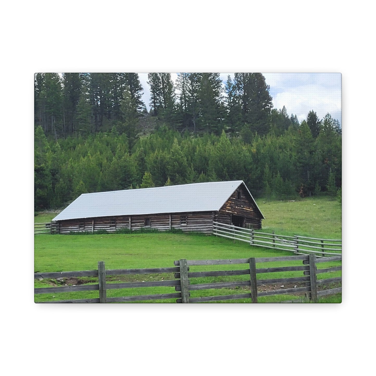 Rustic Montana Farmhouse Canvas Print, Country Home Decor, Landscape Wall Art, Nature Photography, Farmhouse Aesthetic