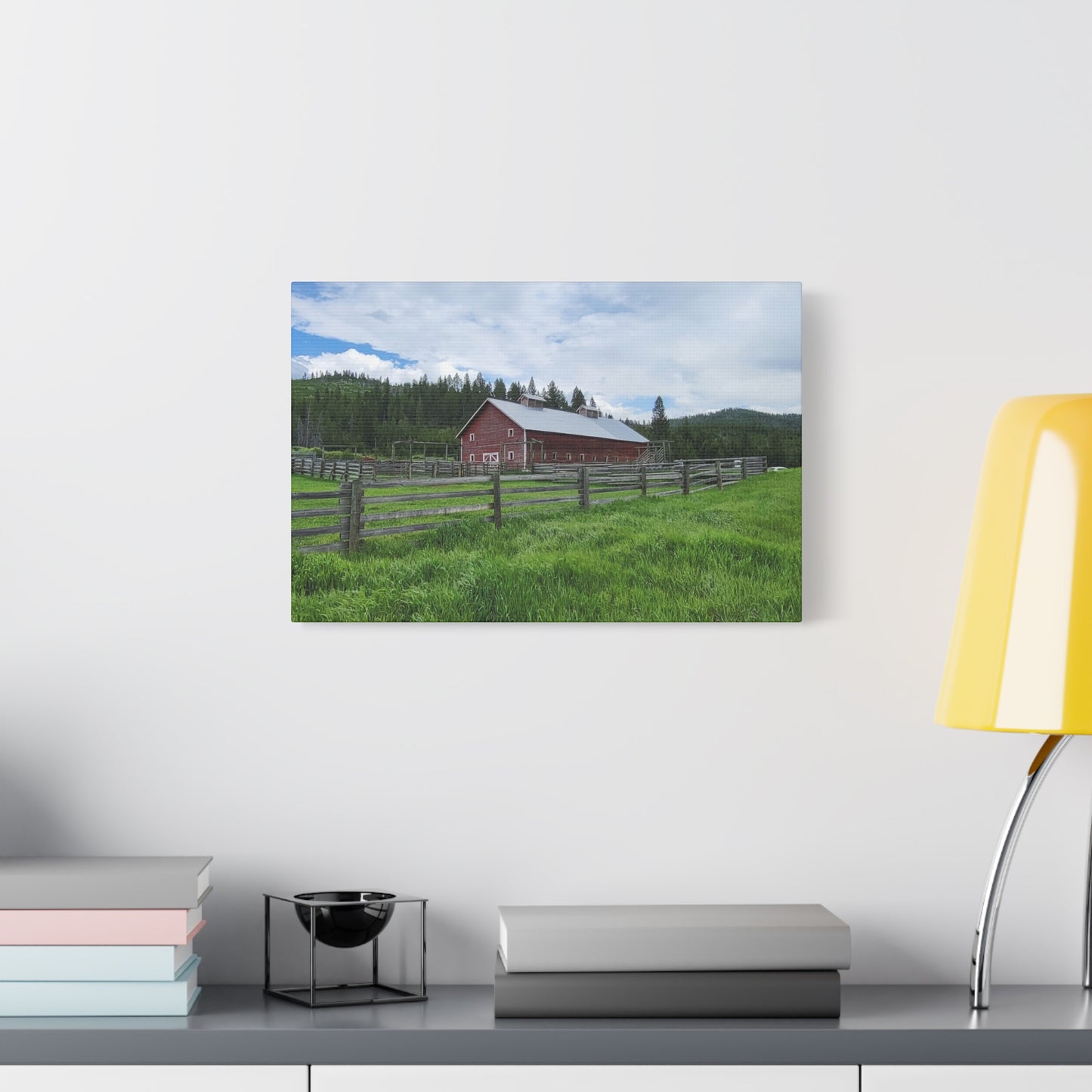 Rustic Montana Barn Canvas Print, Wall Art, Red Barn Decor, Country Home Wall Decor, Farmhouse Wall Art, Nature Print