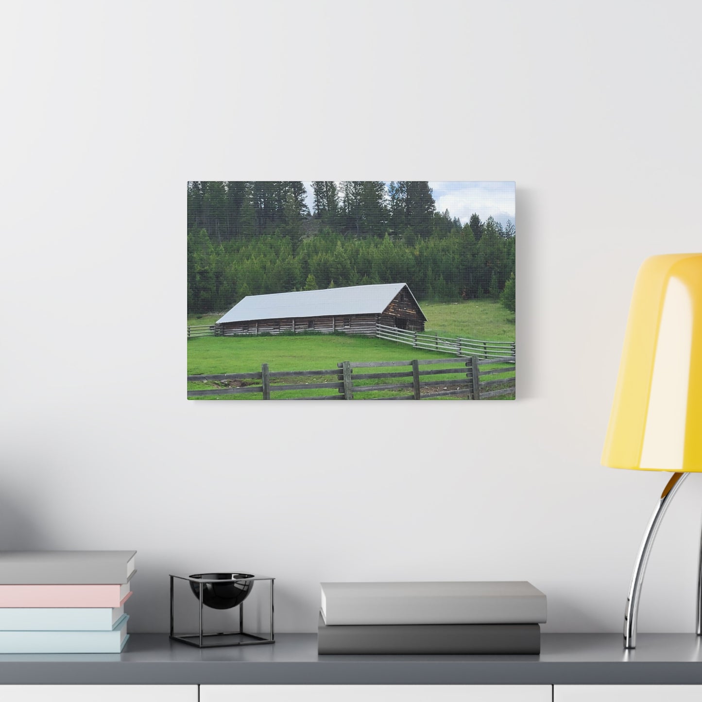 Rustic Montana Farmhouse Canvas Print, Country Home Decor, Landscape Wall Art, Nature Photography, Farmhouse Aesthetic