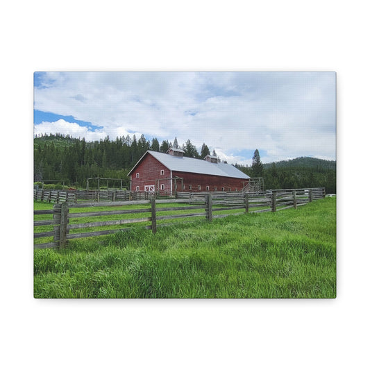 Rustic Montana Barn Canvas Print, Wall Art, Red Barn Decor, Country Home Wall Decor, Farmhouse Wall Art, Nature Print
