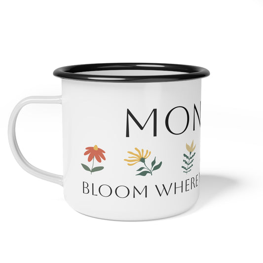 Montana Bloom Where You Are Planted Enamel Camp Cup - Floral Coffee Mug for Nature Lovers