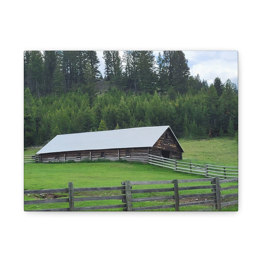 Rustic Montana Farmhouse Canvas Print, Country Home Decor, Landscape Wall Art, Nature Photography, Farmhouse Aesthetic
